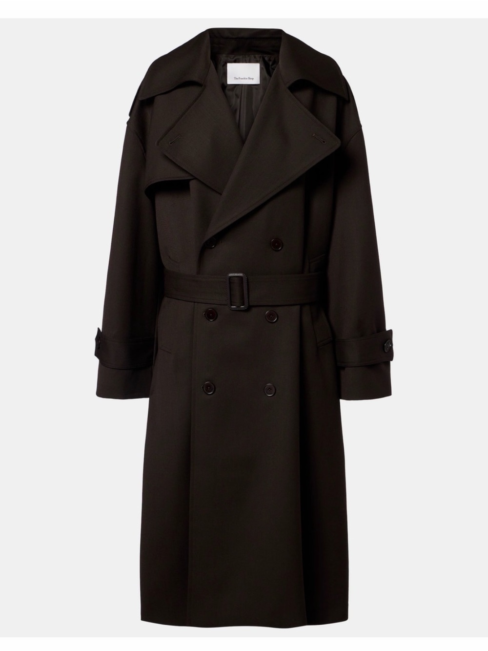The Frankie Shop Black Double-Breasted Trench Coat - Picture 6 of 7
